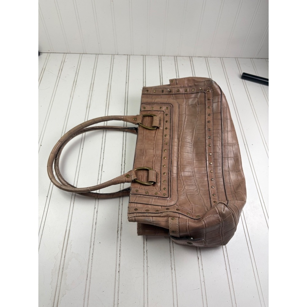 Nine West Vintage Y2K Taupe Croc Embossed Studded Shoulder Bag - Picture 12 of 12
